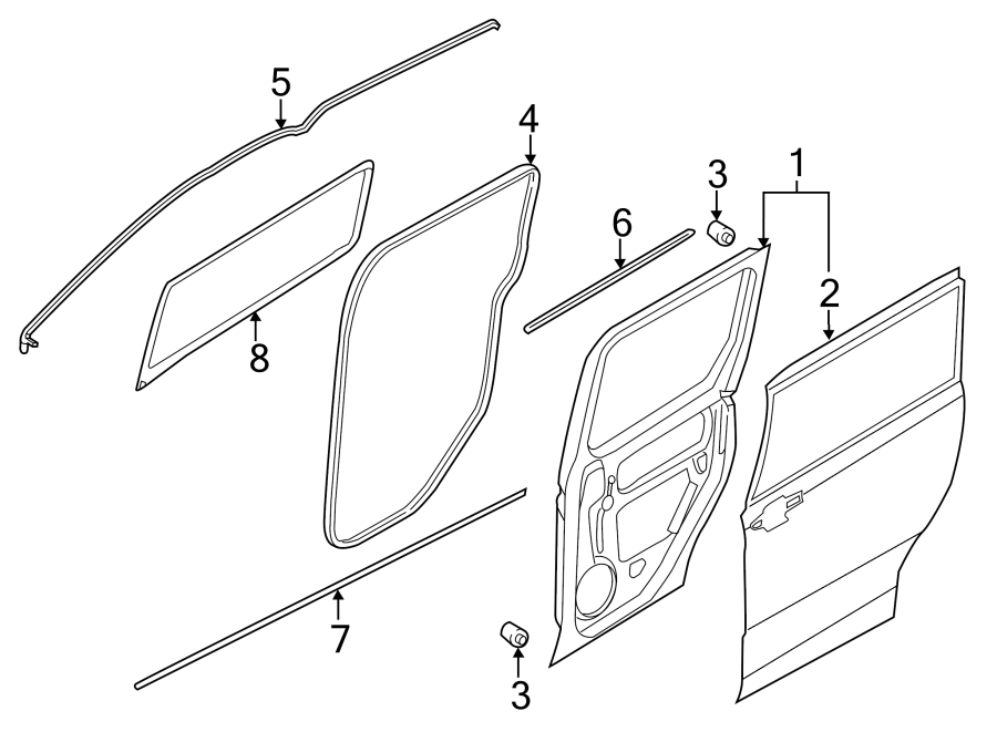 Diagram SIDE LOADING DOOR. DOOR & COMPONENTS. for your 2013 Ford F-150 5.0L V8 FLEX A/T RWD XLT Extended Cab Pickup Fleetside 