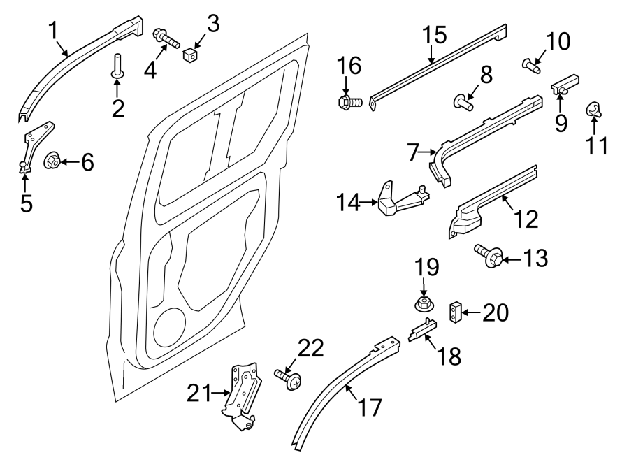 Diagram SIDE LOADING DOOR. DOOR HARDWARE. for your 2011 Ford Transit Connect   