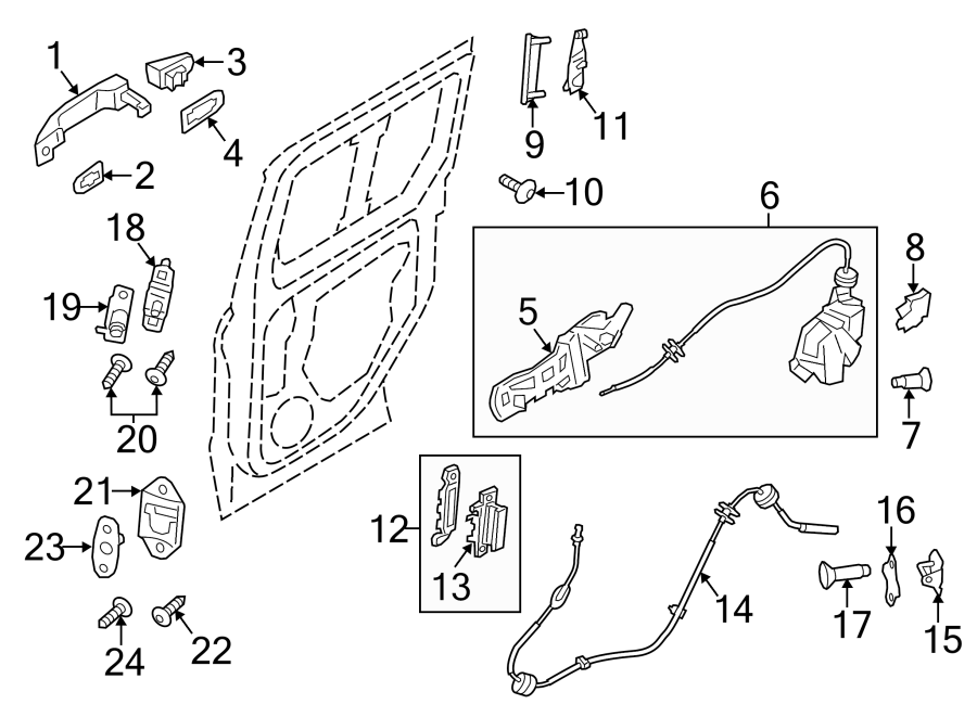 Diagram SIDE LOADING DOOR. LOCK & HARDWARE. for your 2015 Ford F-150 5.0L V8 FLEX A/T 4WD Lariat Extended Cab Pickup Fleetside 