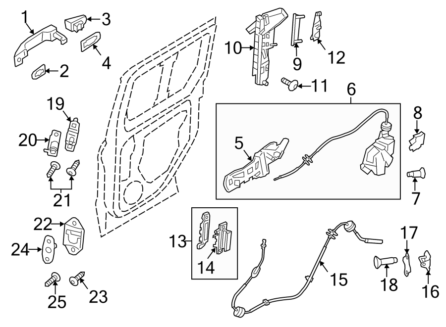 Diagram SIDE LOADING DOOR. LOCK & HARDWARE. for your 2015 Ford F-150 5.0L V8 FLEX A/T 4WD Lariat Extended Cab Pickup Fleetside 