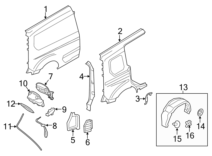 Diagram SIDE PANEL & COMPONENTS. for your 2015 Ford Transit Connect   