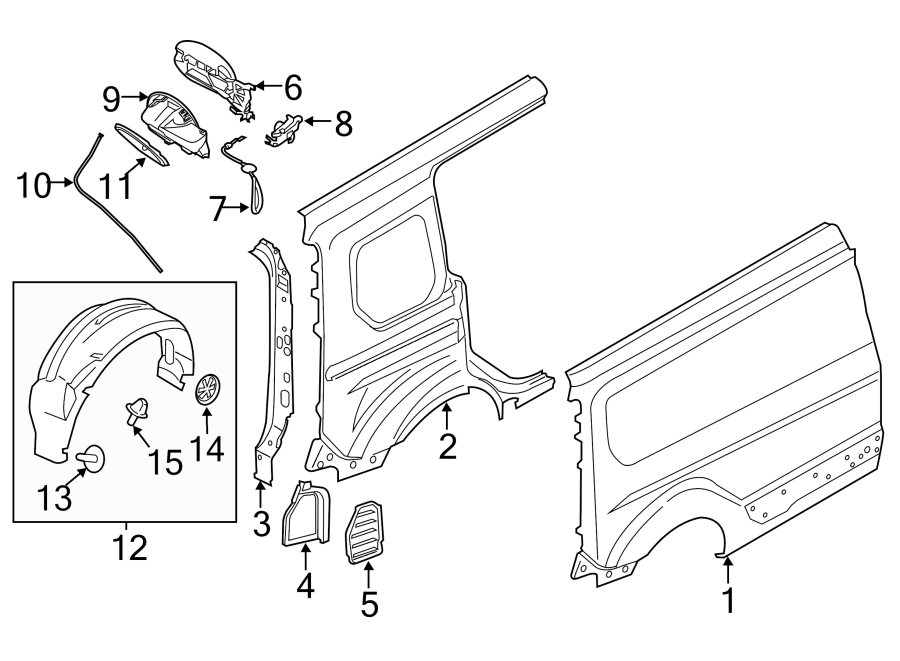 Diagram SIDE PANEL & COMPONENTS. for your 2018 Ford Transit Connect   