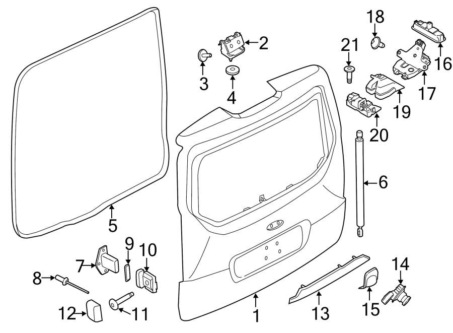 Diagram LIFT GATE. for your 2018 Ford Focus  SE Sedan 