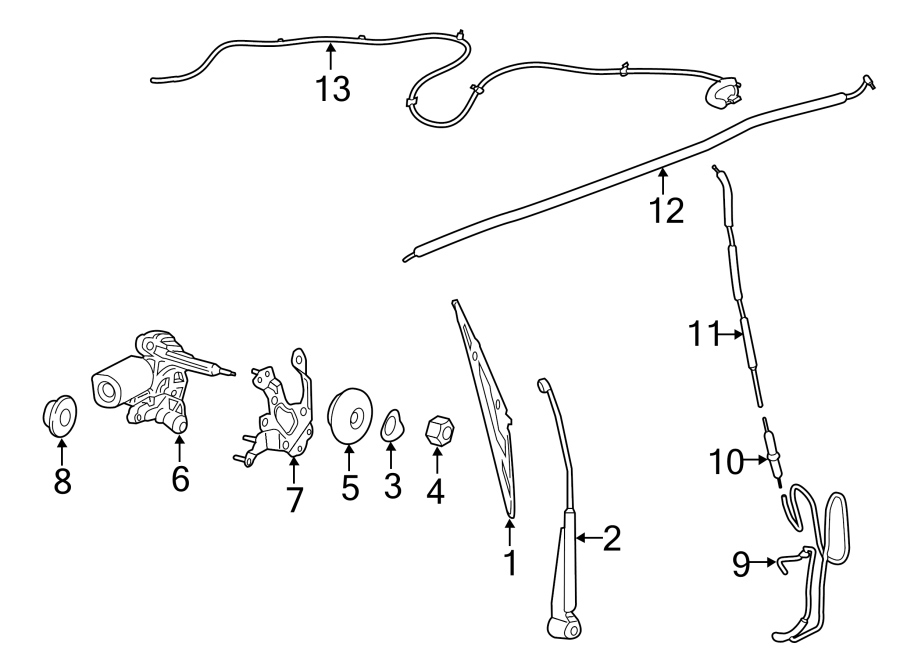 Diagram BACK DOOR. WIPER & WASHER COMPONENTS. for your 2019 Lincoln MKZ Hybrid Sedan  