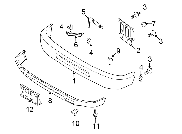 Diagram Front bumper. Bumper & components. for your 2017 Ford F-150 5.0L V8 FLEX A/T 4WD XLT Crew Cab Pickup Fleetside 