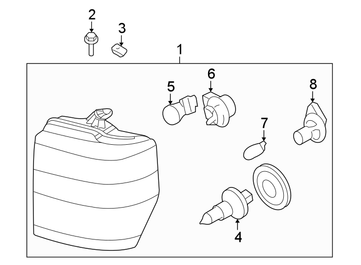 Diagram Front lamps. Headlamp components. for your Ford