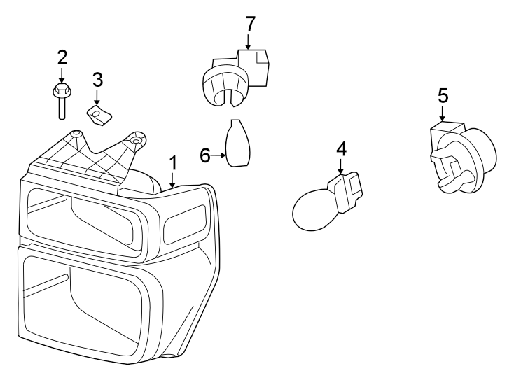 Diagram Front lamps. Park lamps. for your 2014 Ford F-150 3.7L V6 CNG A/T 4WD STX Crew Cab Pickup Fleetside 