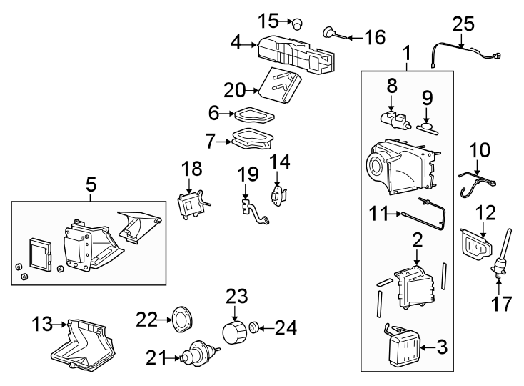 Diagram Air conditioner & heater. Evaporator & heater components. for your 2017 Ford F-150 2.7L EcoBoost V6 A/T RWD XL Standard Cab Pickup Fleetside 