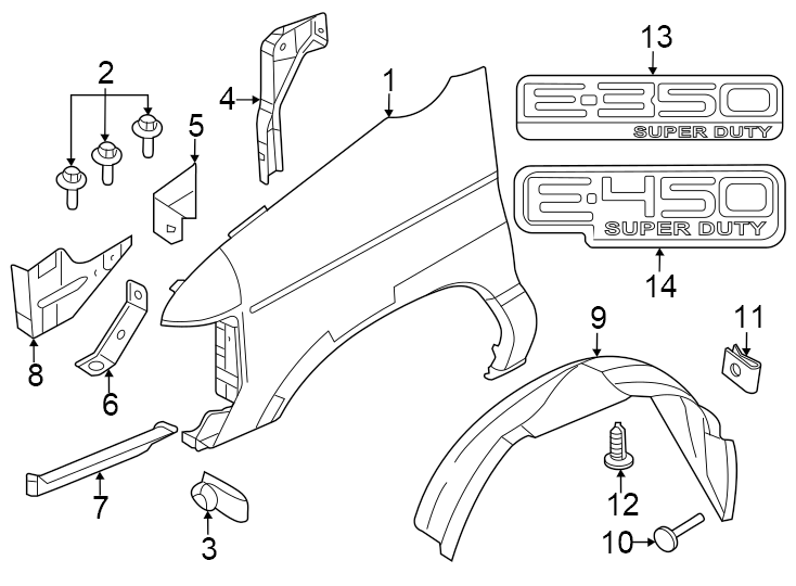 Diagram Exterior trim. Fender & components. for your 2007 Ford F-150   