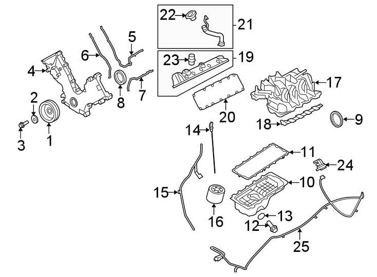 Diagram Engine parts. for your 1999 Ford F-150 4.2L Triton V6 A/T RWD Base Extended Cab Pickup Fleetside 