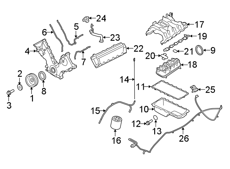 Diagram Engine parts. for your Ford