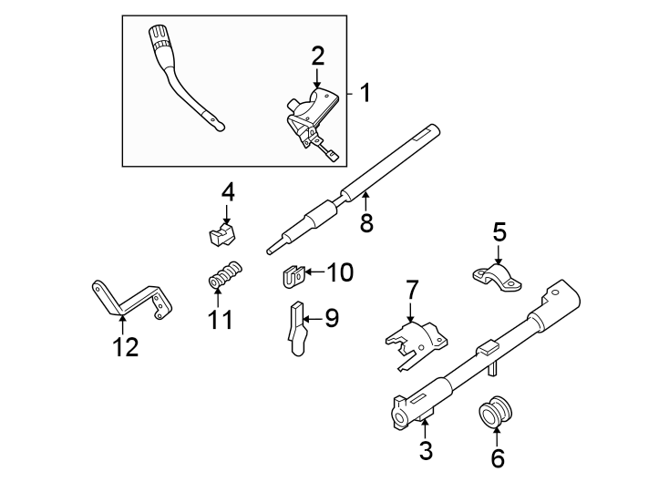 Diagram Steering column. Housing & components. for your 2003 Ford F-150 4.6L Triton (Romeo) V8 A/T RWD King Ranch Extended Cab Pickup Fleetside 