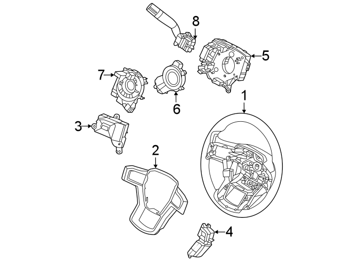 Diagram Steering wheel & trim. for your 2015 Lincoln MKZ Black Label Hybrid Sedan  