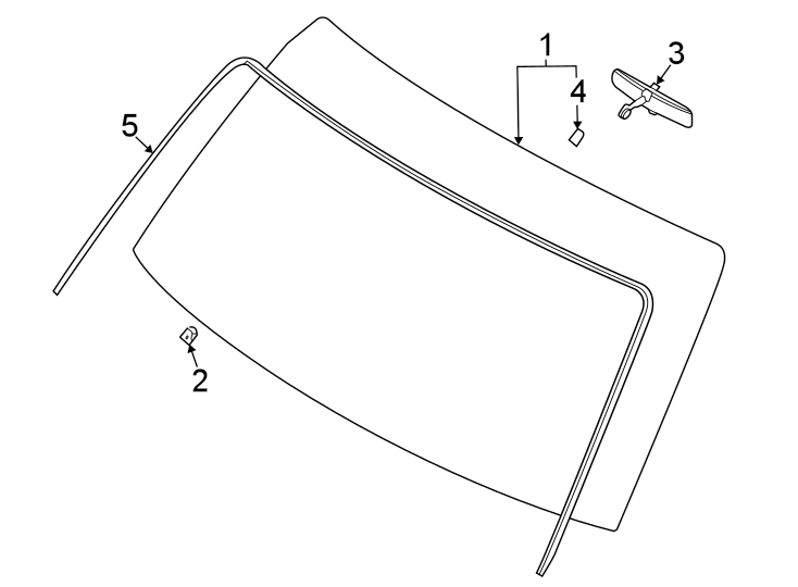 Diagram Windshield. Glass. Reveal moldings. for your 2016 Ford Escape   