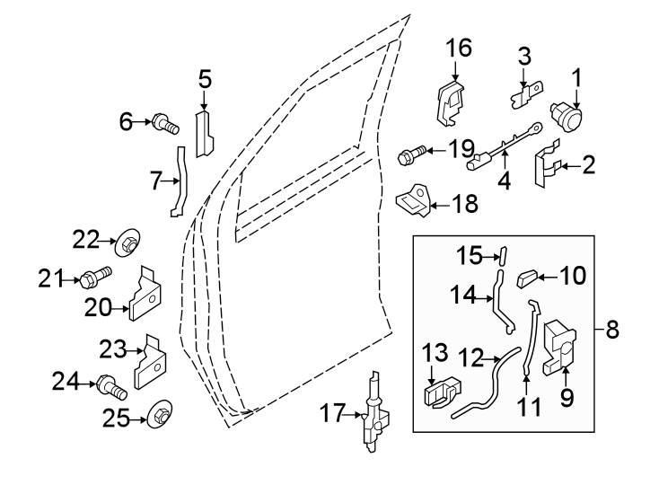 Diagram Door. Lock & hardware. for your Ford E-350 Super Duty  