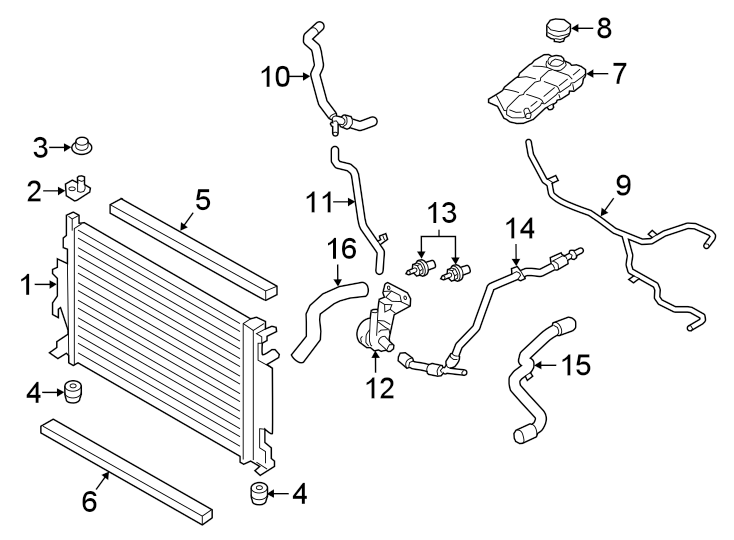 Diagram RADIATOR & COMPONENTS. for your 2019 Lincoln MKZ   