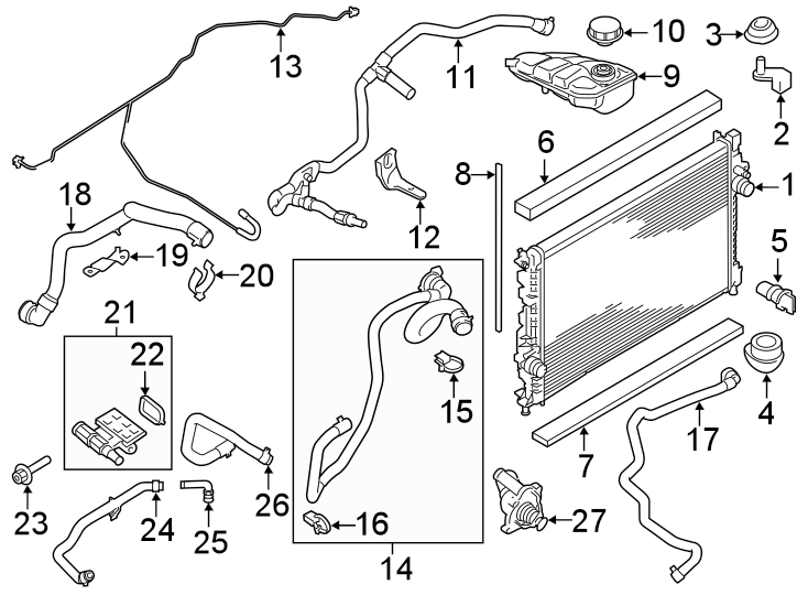 Diagram RADIATOR & COMPONENTS. for your 2019 Lincoln MKZ   