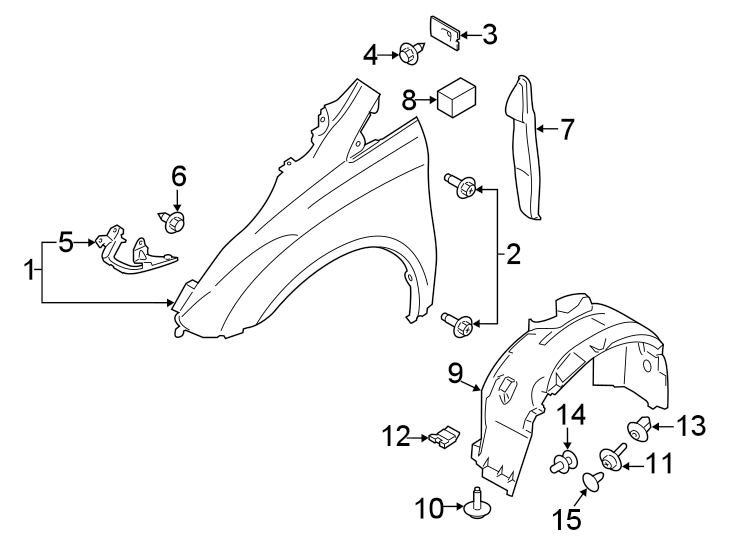 Diagram FENDER & COMPONENTS. for your Ford Transit Connect  