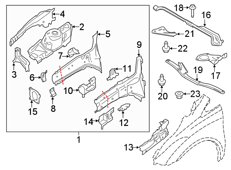 Diagram FENDER. STRUCTURAL COMPONENTS & RAILS. for your Lincoln MKZ  