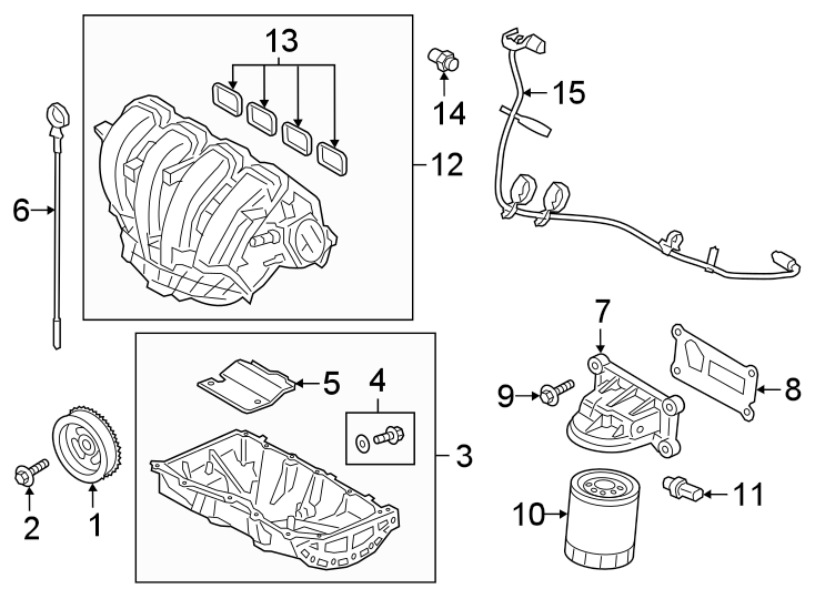 Diagram ENGINE / TRANSAXLE. ENGINE PARTS. for your 2015 Lincoln MKX   