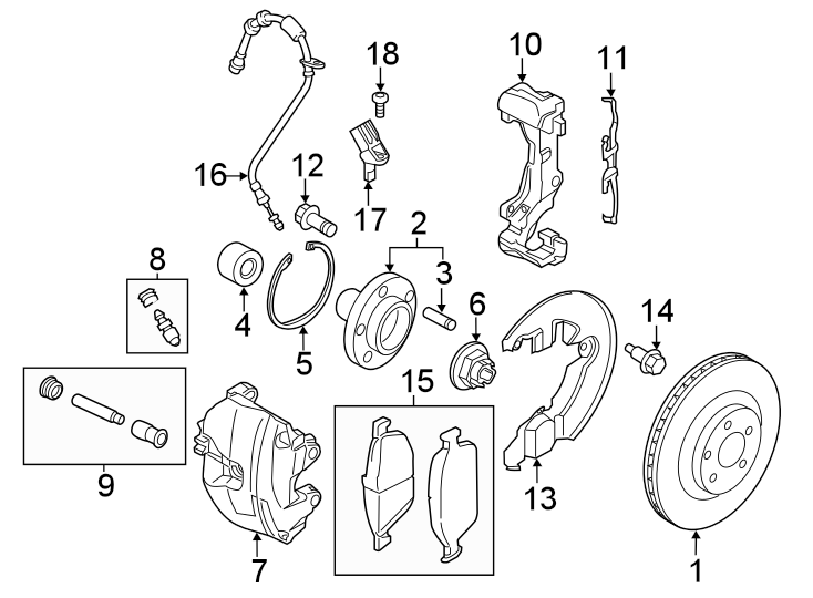 Diagram FRONT SUSPENSION. BRAKE COMPONENTS. for your 2017 Ford F-150  Lariat Extended Cab Pickup Fleetside 