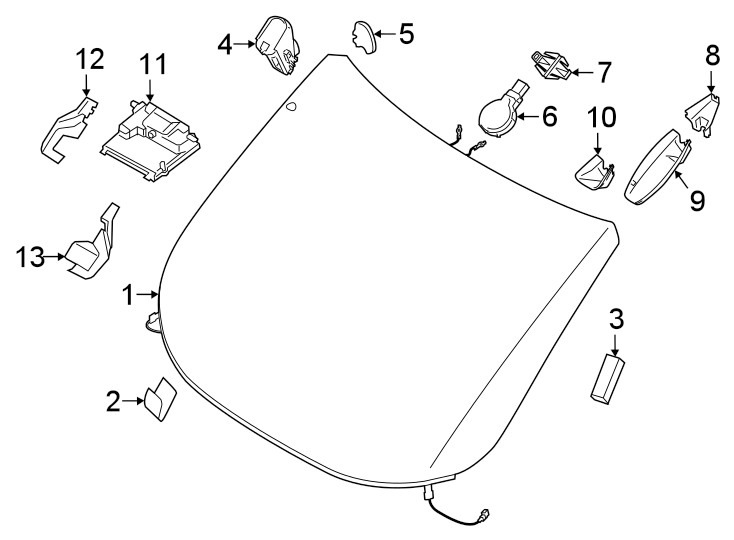 Diagram WINDSHIELD GLASS. for your 2012 Ford Escape   