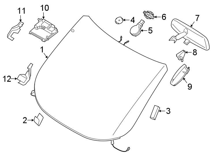 Diagram WINDSHIELD GLASS. for your 2016 Ford Escape   