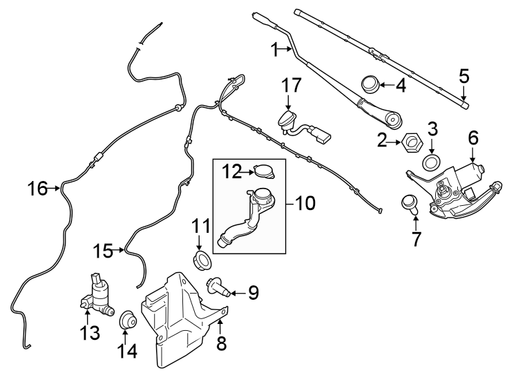 Diagram WINDSHIELD. WIPER & WASHER COMPONENTS. for your 2020 Lincoln MKZ   