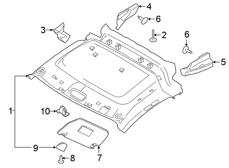 Diagram Roof. Interior trim. for your 2006 Ford F-150 5.4L Triton V8 A/T 4WD FX4 Extended Cab Pickup Stepside 