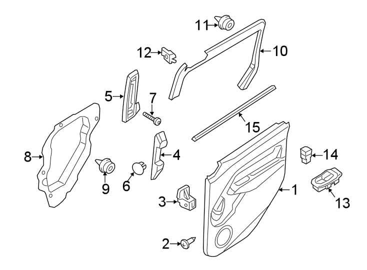 Side loading door. Interior trim. Diagram