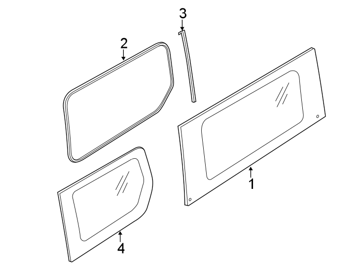 Diagram Side panel. Glass. for your 2022 Ford Transit-350  PTV Extended Cargo Van 