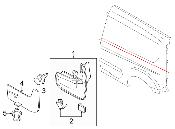 Diagram SIDE PANEL. EXTERIOR TRIM. for your 2021 Ford F-250 Super Duty  XL Standard Cab Pickup Fleetside 