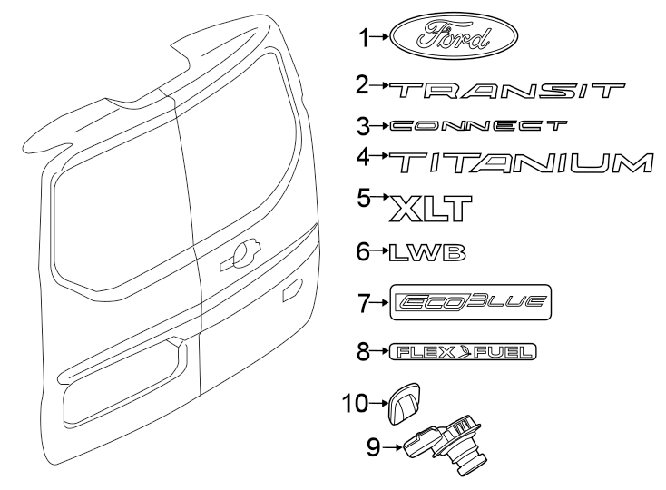 Diagram LIFT GATE. EXTERIOR TRIM. for your 2022 Ford F-150  SSV Crew Cab Pickup Fleetside 