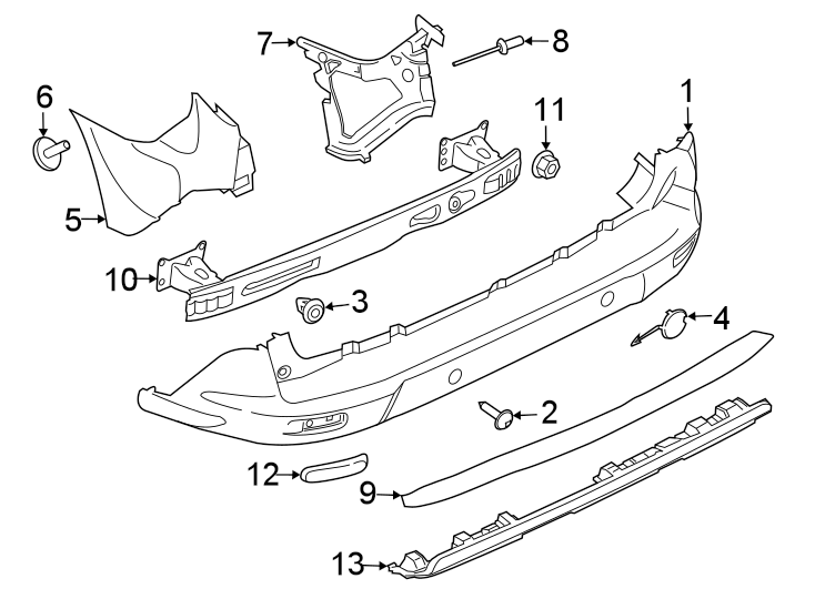 Diagram REAR BUMPER. BUMPER & COMPONENTS. for your 2017 Ford F-350 Super Duty 6.7L Power-Stroke V8 DIESEL A/T 4WD XLT Extended Cab Pickup Fleetside 