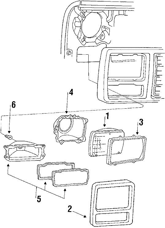 Diagram FRONT LAMPS. HEADLAMP COMPONENTS. PARK LAMPS. for your 1996 Ford F-150   