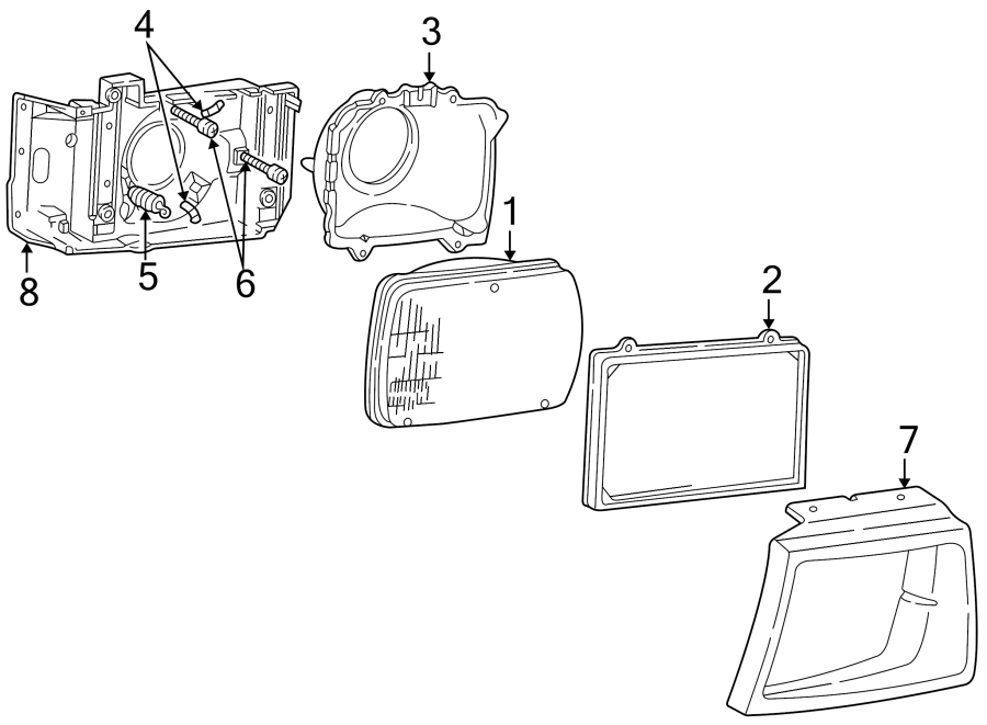 Diagram Front lamps. Headlamp components. for your 2002 Ford F-150  Harley-Davidson Edition Crew Cab Pickup Fleetside 