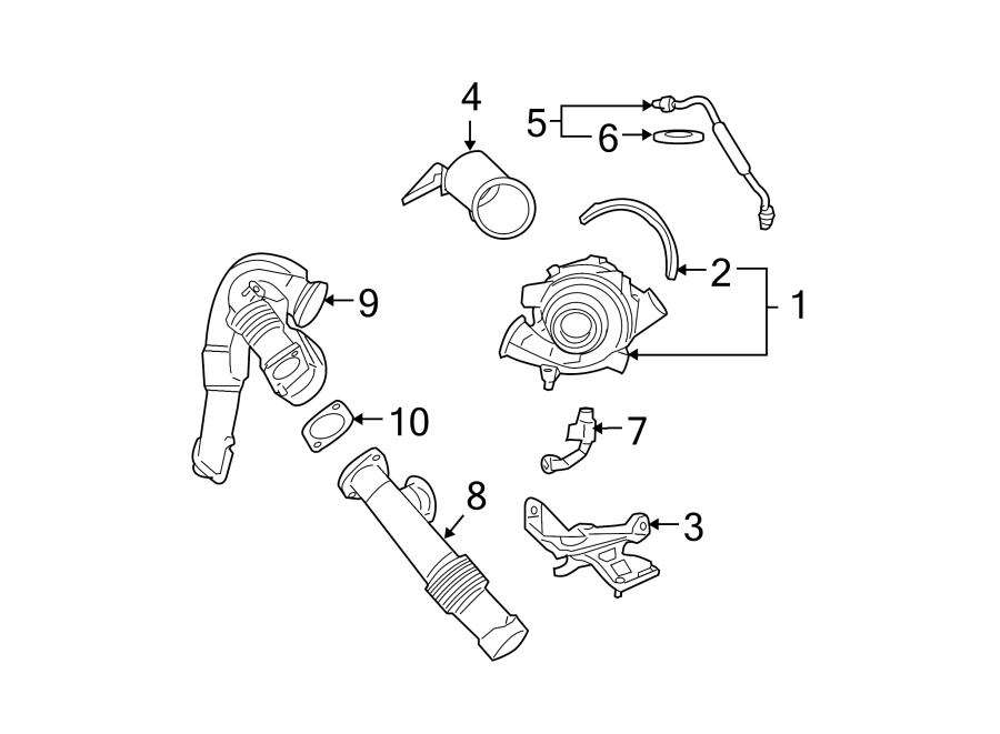 Diagram TURBOCHARGER & COMPONENTS. for your Ford