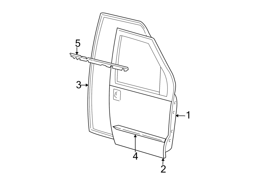 Diagram DOOR & COMPONENTS. EXTERIOR TRIM. OUTSIDE MIRRORS. for your 2007 Ford E-450 Super Duty   