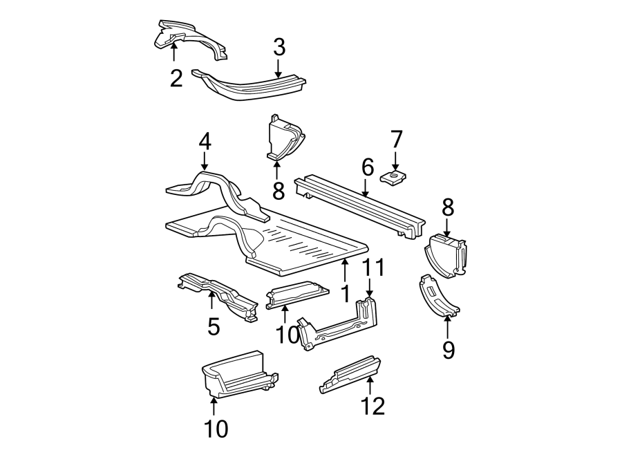 Diagram PILLARS. ROCKER & FLOOR. for your 1997 Ford E-250 Econoline 5.4L Triton V8 CNG A/T Base Extended Cargo Van 