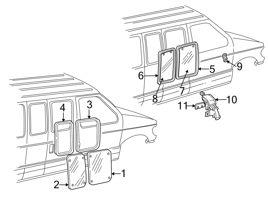 Diagram SIDE LOADING DOOR. GLASS & HARDWARE. for your 2012 Ford E-250   