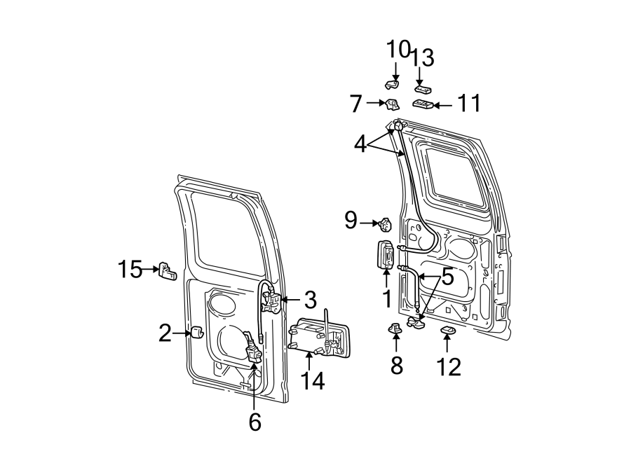 Diagram Back door. Lock & hardware. for your Ford