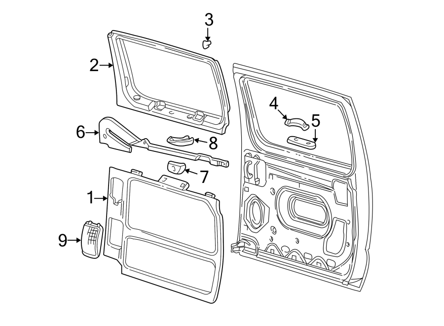 Diagram SIDE LOADING DOOR. INTERIOR TRIM. for your 2021 Ford Transit-350 3.5L V6 FLEX A/T AWD XL Standard Passenger Van 