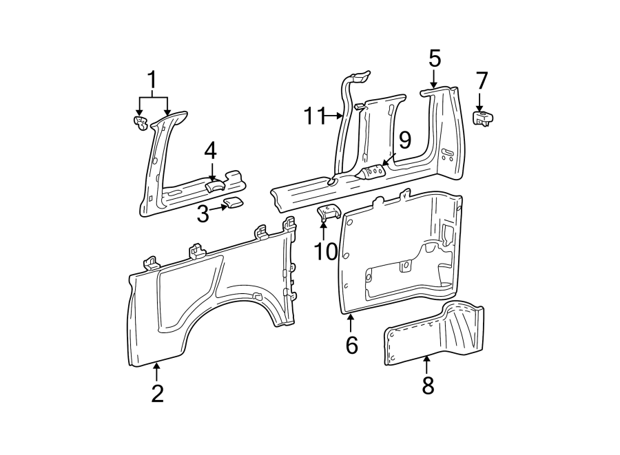 Diagram SIDE PANEL. INTERIOR TRIM. for your Ford E-250  