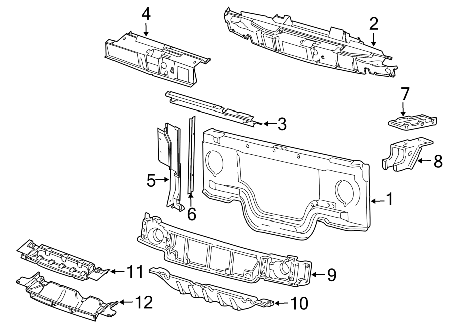 Diagram RADIATOR SUPPORT. for your 2019 Lincoln MKZ Hybrid Sedan  