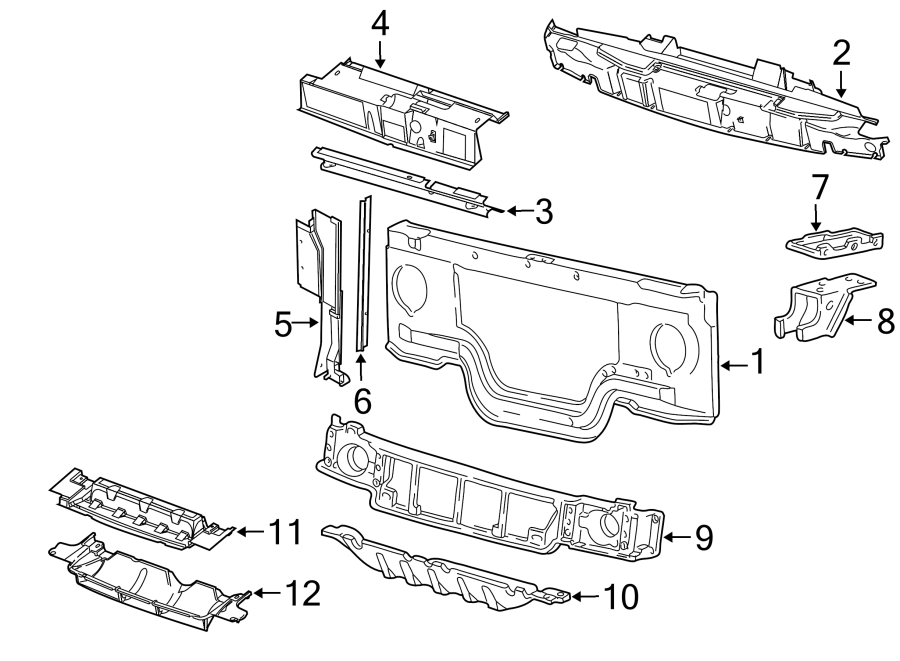 Diagram RADIATOR SUPPORT. for your 2019 Lincoln MKZ Hybrid Sedan  