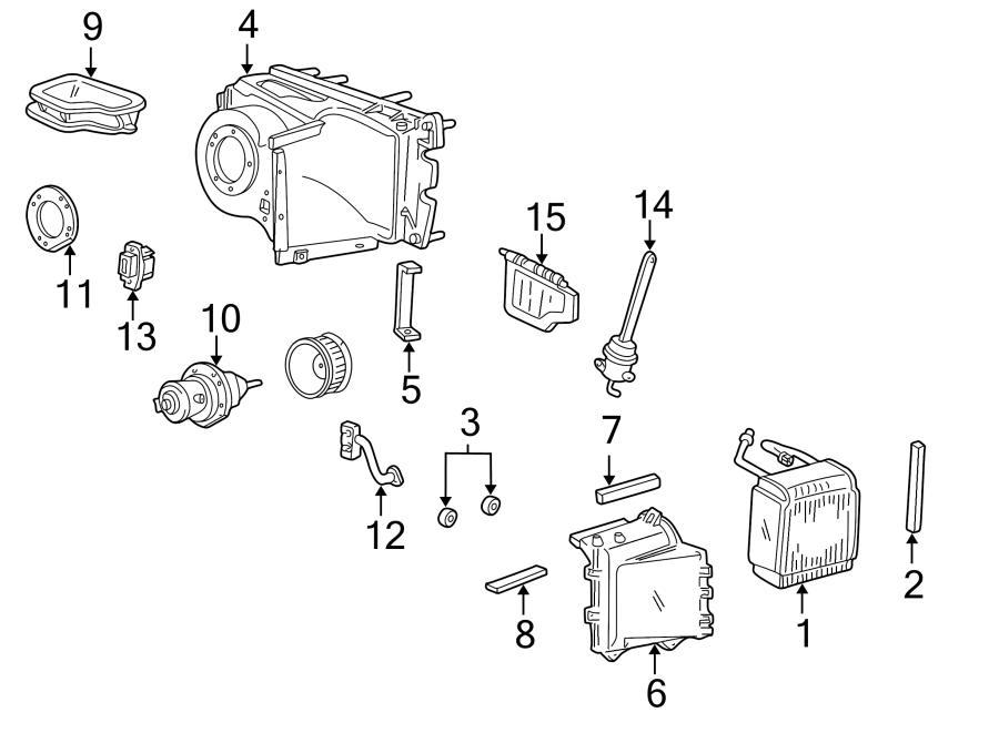 Diagram AIR CONDITIONER & HEATER. EVAPORATOR COMPONENTS. for your 2019 Ford Ranger   