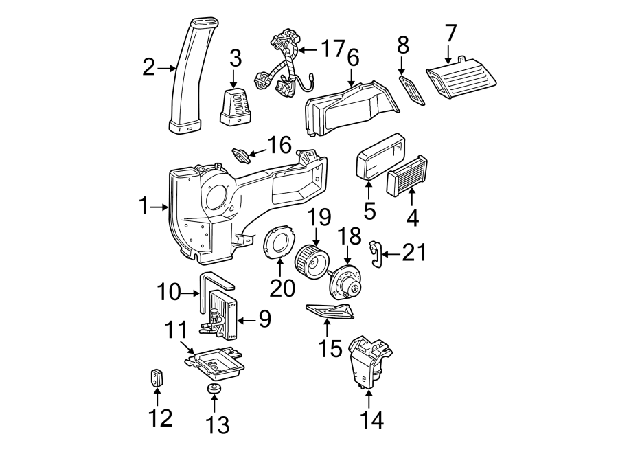 Diagram Air conditioner & heater. Evaporator & heater components. for your 2010 Ford Ranger   