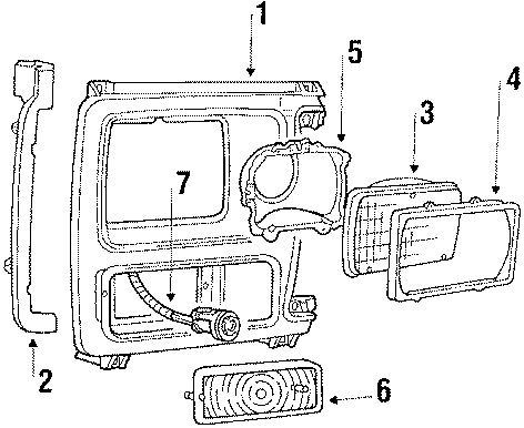 Diagram FRONT LAMPS. HEADLAMP COMPONENTS. PARK LAMPS. for your 2002 Ford F-150  Harley-Davidson Edition Crew Cab Pickup Fleetside 