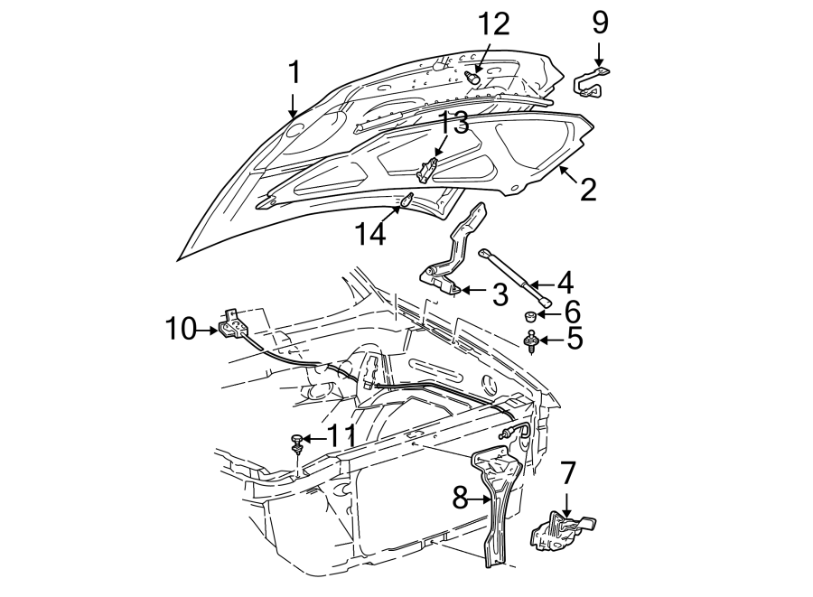 Diagram HOOD & COMPONENTS. for your 2003 Ford F-150 4.6L Triton (Windsor) V8 M/T RWD XLT Crew Cab Pickup Stepside 