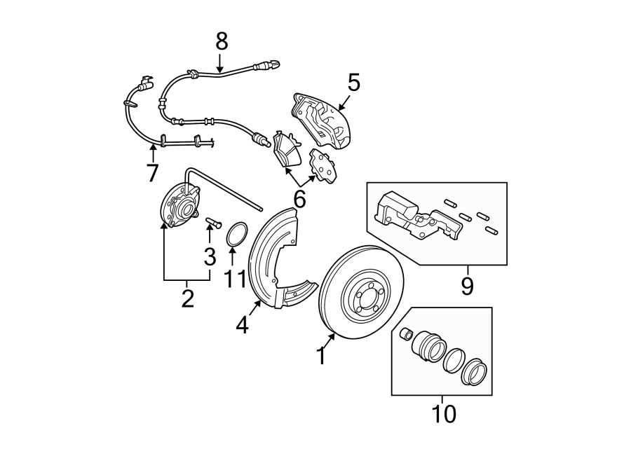 Diagram FRONT SUSPENSION. BRAKE COMPONENTS. for your 2009 Ford Expedition   